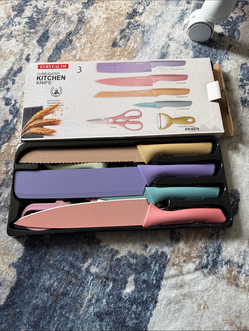 EVRYEALTH Pastel Color Kitchen Knife Set - 6 Pieces